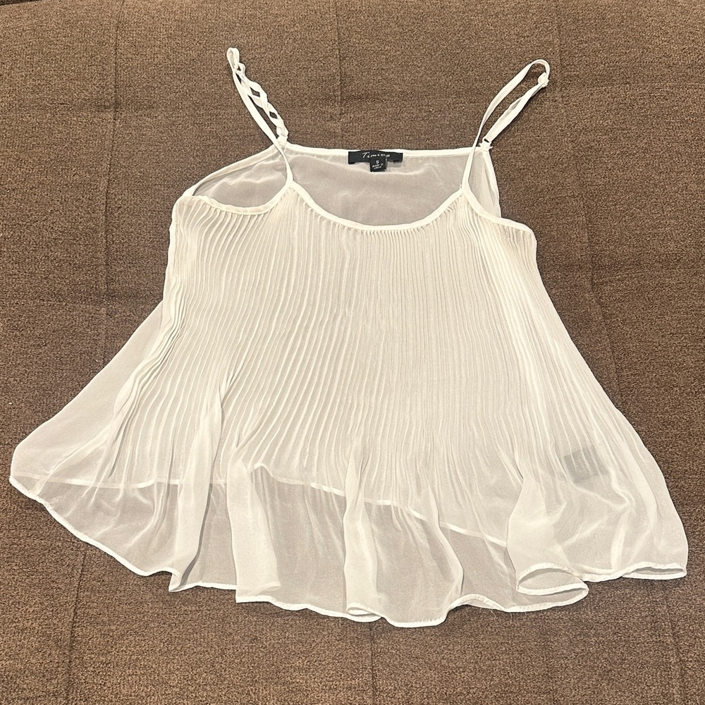 Sheer White Pleated Camisole Top